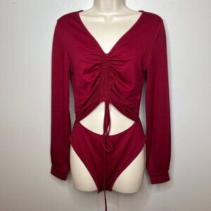 Burgundy Long Sleeve Bodysuit (S)